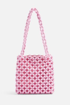 Pink Beaded Tote Bag