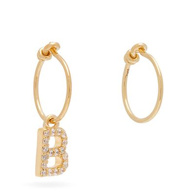 Mismatched B-Charm Hoop Earrings from Theodora Warre