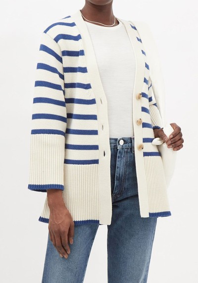 Striped Wool-Blend Cardigan from Totême