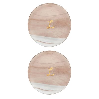 Set Of Two Glass Marble Dessert Plate from Vetrofuso