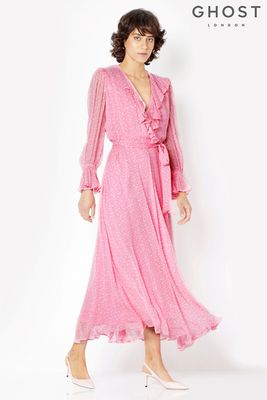 Pink Printed Midi Dress from Ghost
