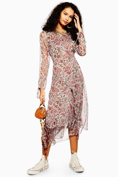 Paisley Embroidered Midi Dress