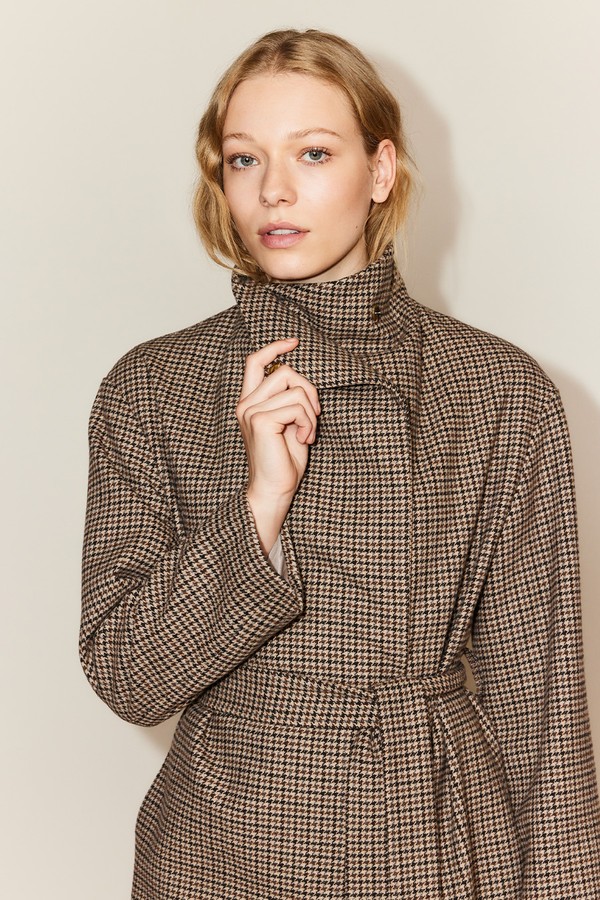Funnel Neck Belted Coat from Tu