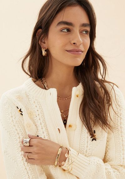 Cotton Cable Knit Embroidered Cardigan from Marks & Spencer