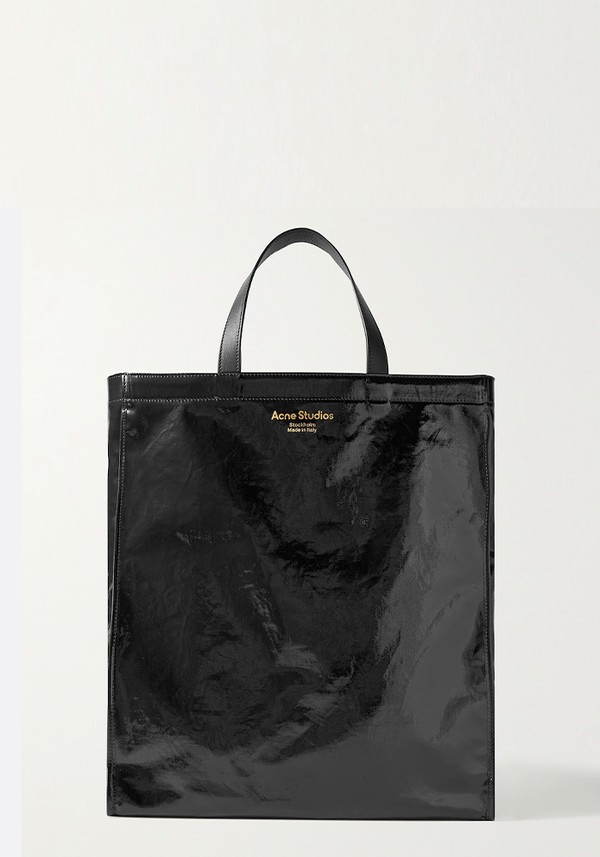 Black Leather-Trimmed Coated Twill Tote from Acne Studios