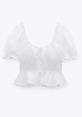 Linen Top With Bows from Zara
