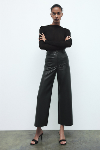 ZW The Marine Straight-Leg Faux Leather Trousers from Zara