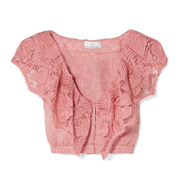 Rosalie Crochet-Trimmed Linen Top