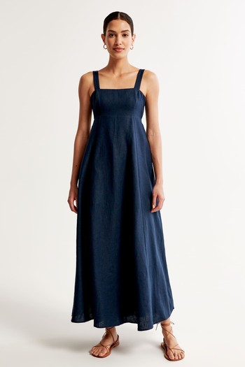 Premium Linen Bow Back Maxi Dress