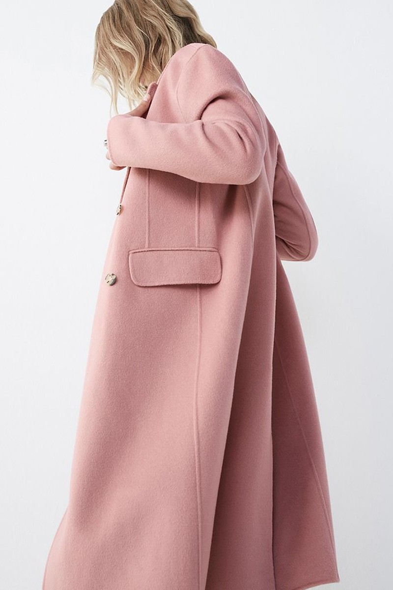 Evora Coat Blush Pink Double-Faced Wool Cashmere from The Fold