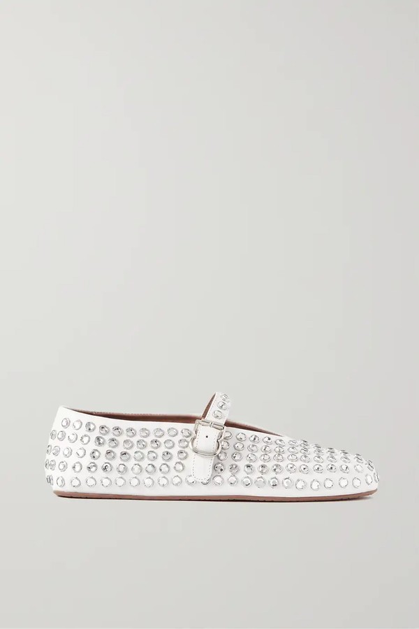 Crystal-Embellished Leather Ballet Flats from Alaïa