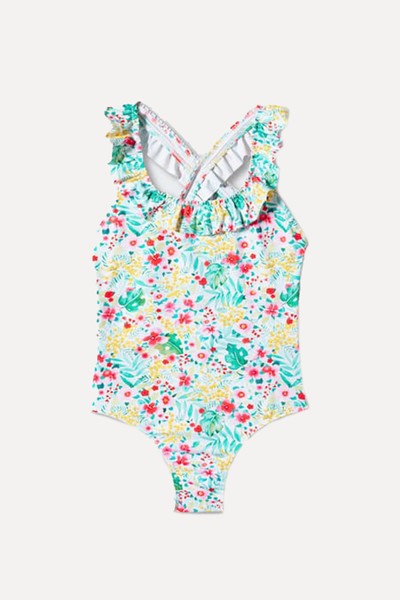 Ruffled Floral Print Swimsuit from Mango