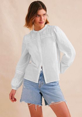 Embroidered Blouson Sleeve Top