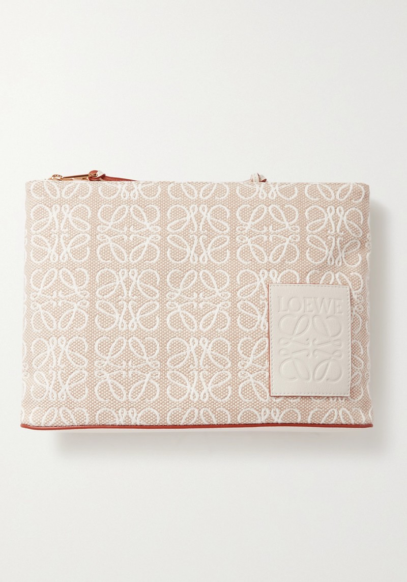 + Paula's Ibiza Anagram Leather-Trimmed Canvas Pouch from Loewe