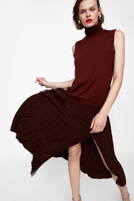 Ribbed Skirt With Vent from Zara