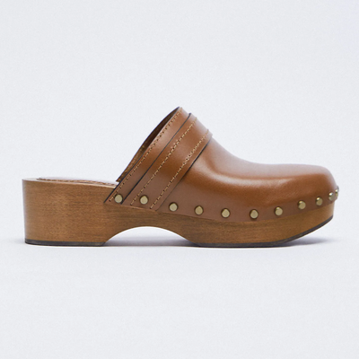 Wooden Leather Mules from Zara