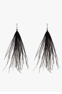 LouLou Earrings With Black Ostrich Feather Tassels from Saint Laurent