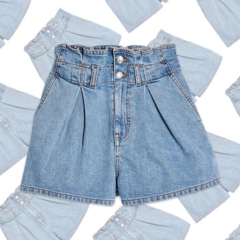 High Waist Paperbag Waist Denim Shorts, £29.99