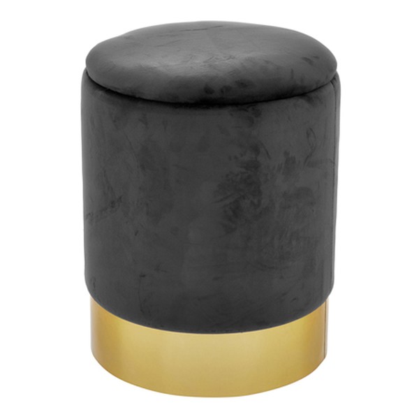 Charcoal Grey Velvet Storage Stool 47x37cm