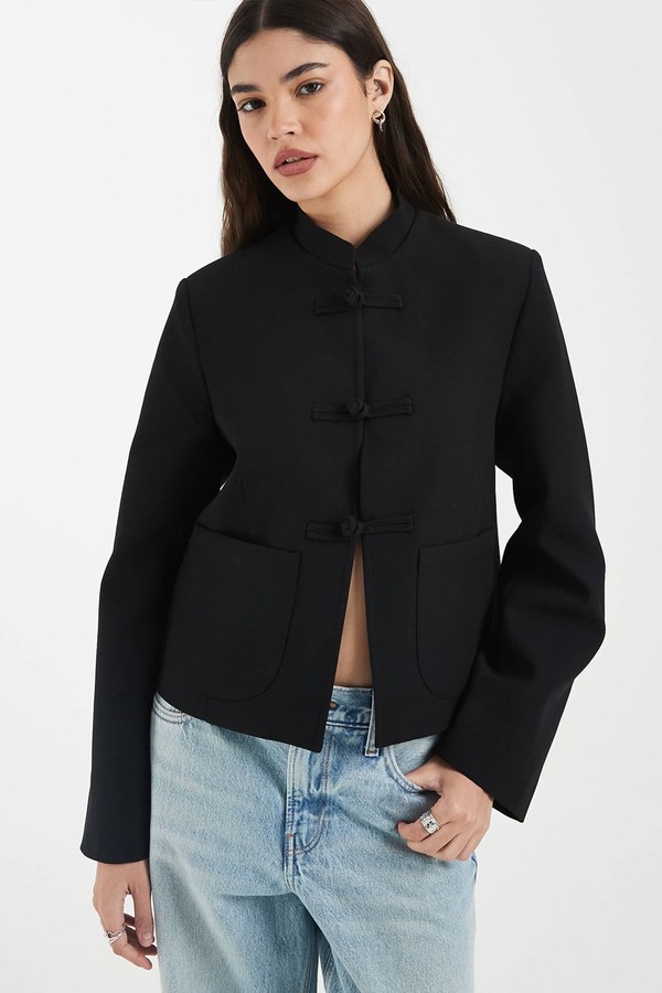 Boxy Chuck On Mandarin Collar Blazer  from ASOS DESIGN
