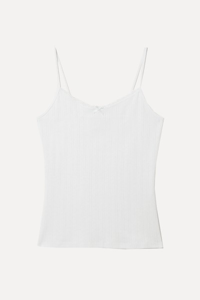 Sheer Pointelle Strap Top from Monki