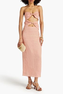 Knotted Cutout Linen Maxi Dress from Ronny Kobo