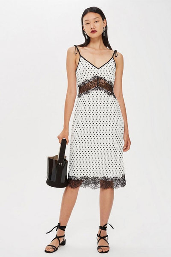 Spot Plisse Slip Dress