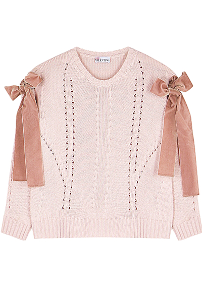 Pink Bow-Embellished Knitted Jumper from Red Valentino