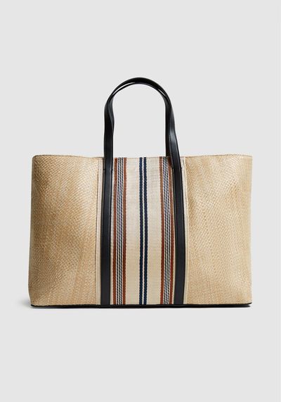 Barley Raffia & Webbing Large Tote Bag