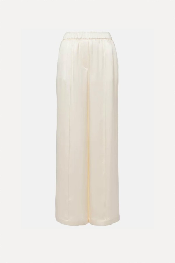 Pleated Silk-Satin Straight Leg Pants from Loewe