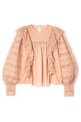 Lily Ruffled Crochet-Trimmed Cotton-Voile Blouse from Ulla Johnson
