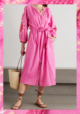 Melanie Belted Embroidered Cotton And Linen Kaftan from Melissa Odabash