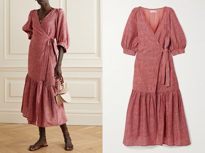 Bougainvillea Printed Cotton & Silk-Blend Voile Wrap Dress from Apiece Apart