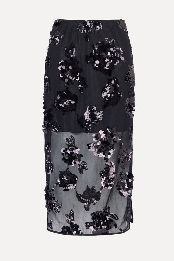 N. Premium Embellished Sequin Column Skirt