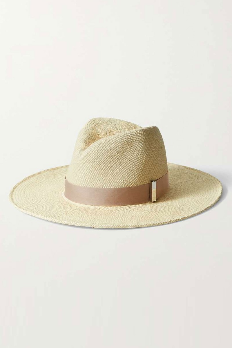 Jeanne Recycled Cotton Sateen-Trimmed Straw Fedora from Gigi Burris