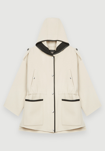 Contrasting Double-Faced Hooded Coat