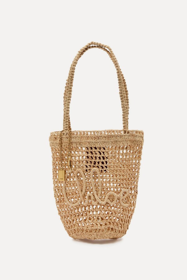 Summer Banana Logo Raffia Tote from Chloé