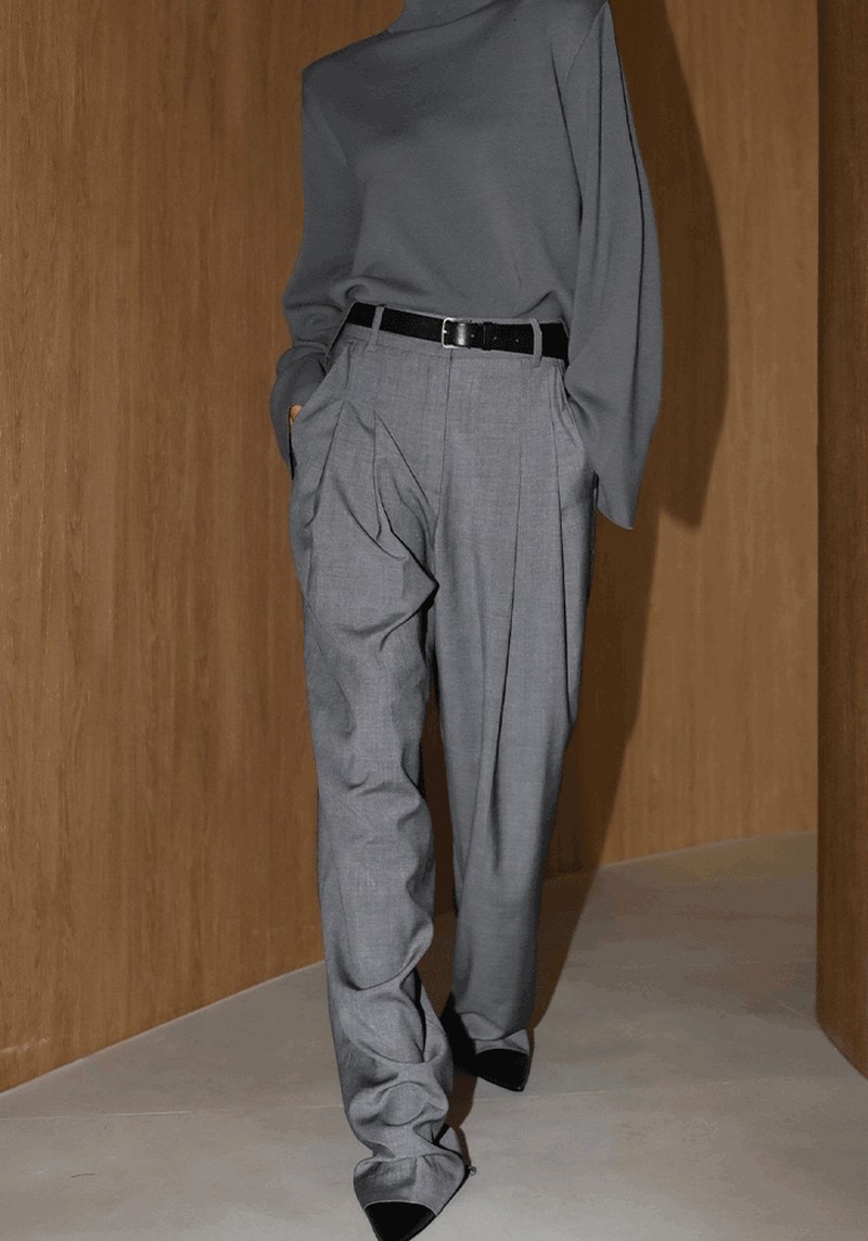 Wide Leg Blend Pintuck Trousers from Marcéla London