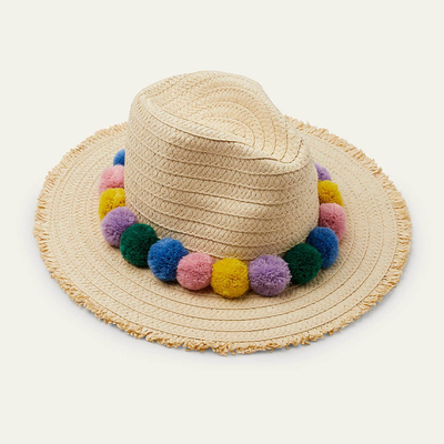 Pompom Straw Hat 