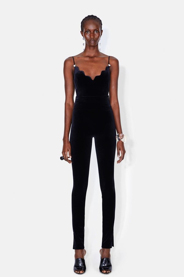 Pat Globe Velvet Bodysuit