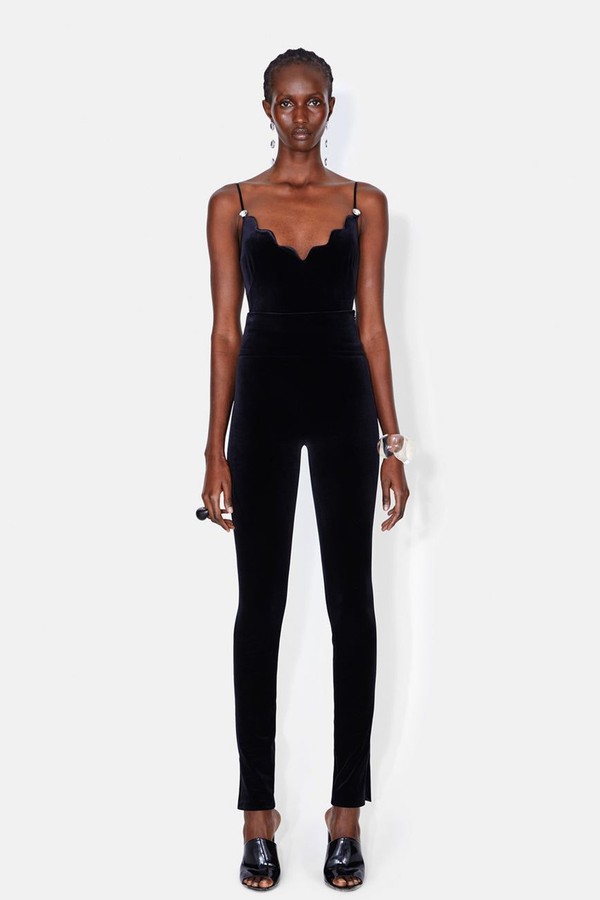 Pat Globe Velvet Bodysuit 