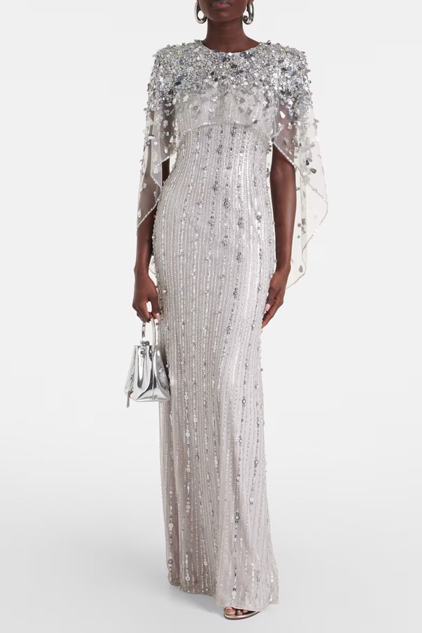 Nettie Caped Sequined Tulle Gown from Jenny Packham