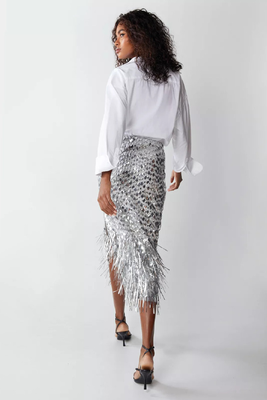 Diamond Sequin Midi Skirt from Warehouse