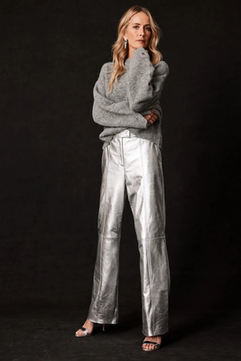 Silver Leather Wide Trousers  from Mint Velvet