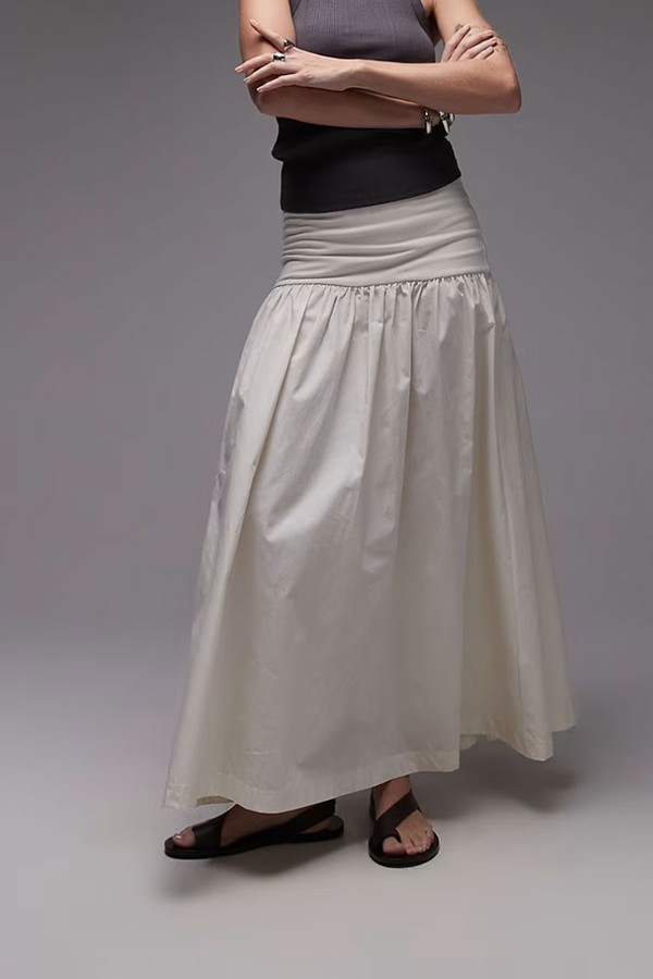 Poplin Mix Maxi Skirt from Topshop