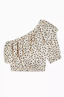 Spot Ruffle One Shoulder Blouse from Topshop