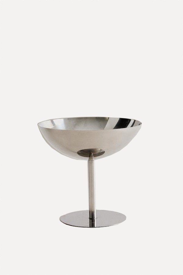Tall Silver Metal Wine Glass