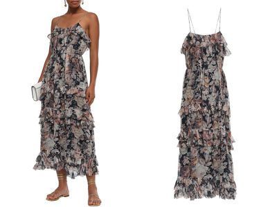 Tiered Floral-Print Silk-Georgette Midi Dress from Zimmermann