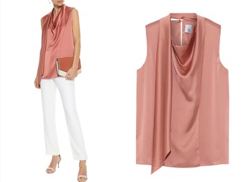 Luna Wrap-Effect Draped Satin-Crepe Top from Iris & Ink