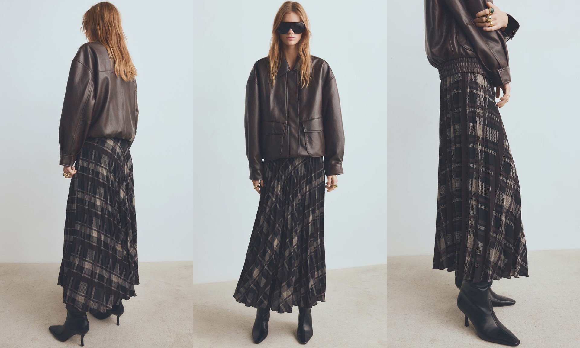 Checked Long Skirt from Mango